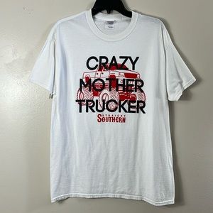 Gilden crazy mother trucker straight, southern tee shirt white women’s size L